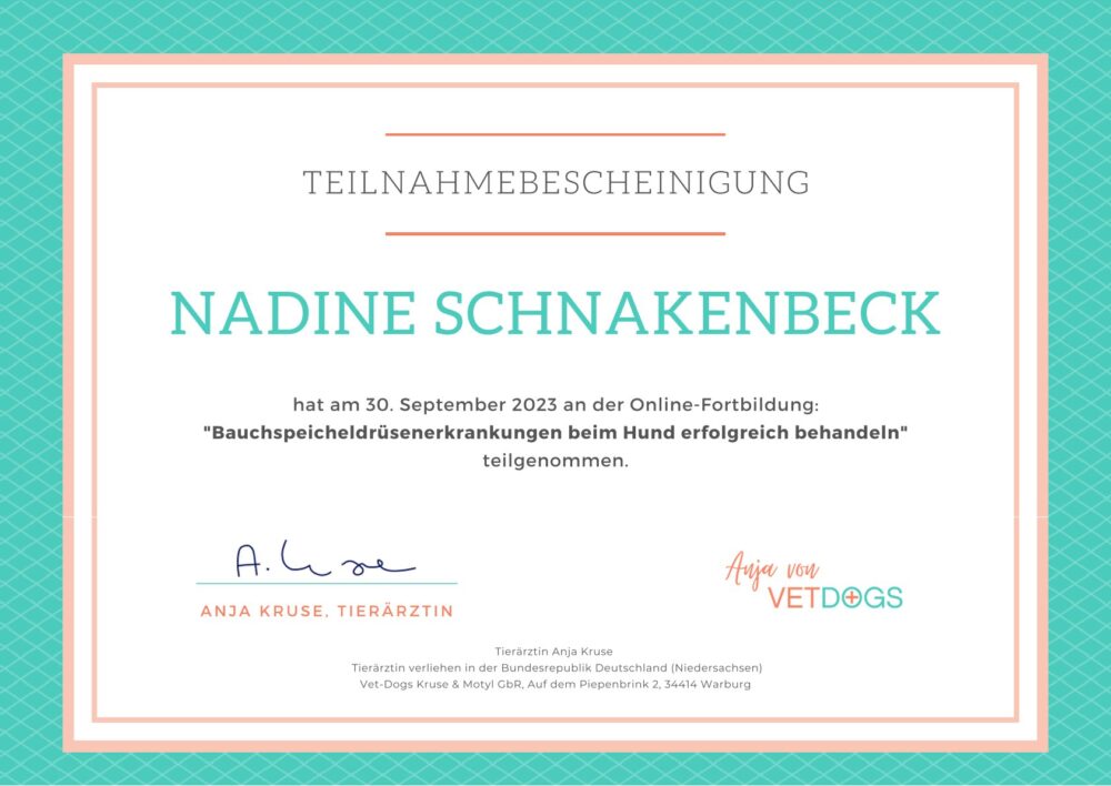 Teilnahmebescheinigung Bauchspeicheldrüse
